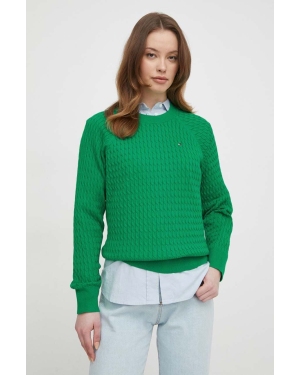Tommy Hilfiger sweter bawełniany kolor zielony lekki
