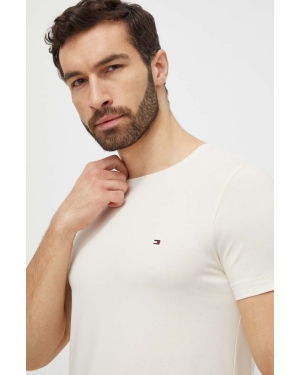 Tommy Hilfiger t-shirt męski kolor beżowy gładki