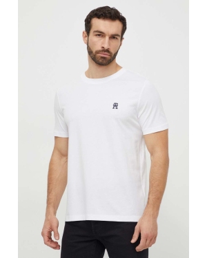 Tommy Hilfiger t-shirt bawełniany męski kolor biały z aplikacją