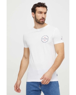 Tommy Hilfiger t-shirt bawełniany męski kolor beżowy z nadrukiem