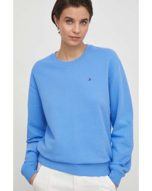 Tommy Hilfiger bluza bawełniana damska kolor niebieski gładka