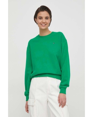 Tommy Hilfiger bluza bawełniana damska kolor zielony gładka