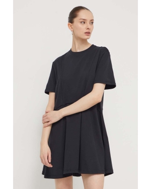 UGG sukienka bawełniana kolor czarny mini rozkloszowana