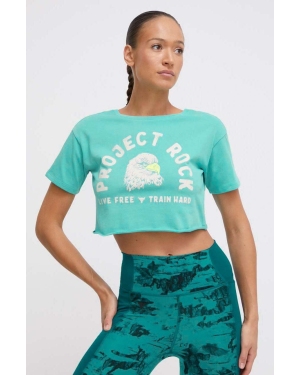 Under Armour t-shirt Project Rock damski kolor turkusowy odkryte plecy