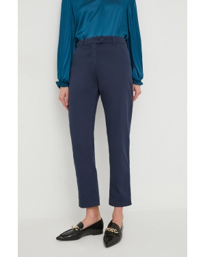 United Colors of Benetton spodnie damskie kolor granatowy proste high waist