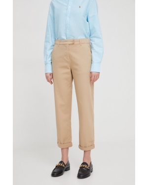 United Colors of Benetton spodnie damskie kolor beżowy proste high waist