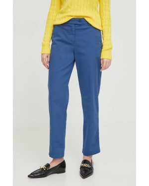 United Colors of Benetton spodnie damskie kolor niebieski proste high waist