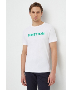 United Colors of Benetton t-shirt bawełniany męski kolor biały z nadrukiem