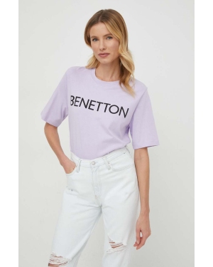United Colors of Benetton t-shirt bawełniany damski kolor fioletowy