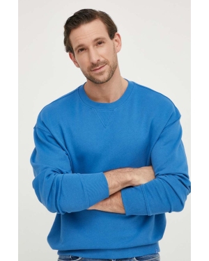 United Colors of Benetton bluza bawełniana męska kolor niebieski gładka