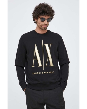 Armani Exchange bluza bawełniana męska kolor czarny z aplikacją