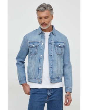 Armani Exchange kurtka jeansowa męska kolor niebieski przejściowa