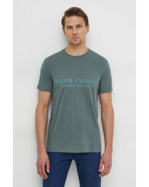 Armani Exchange t-shirt męski kolor zielony z nadrukiem
