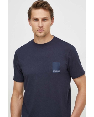 Armani Exchange t-shirt bawełniany męski kolor niebieski z aplikacją