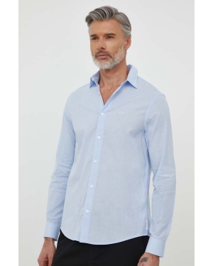 Armani Exchange koszula bawełniana męska kolor niebieski regular z kołnierzykiem klasycznym