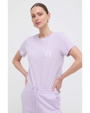 Armani Exchange t-shirt bawełniany kolor fioletowy
