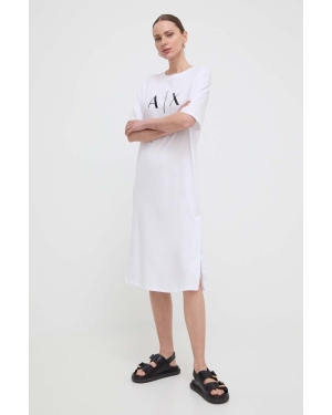 Armani Exchange sukienka bawełniana kolor biały mini prosta