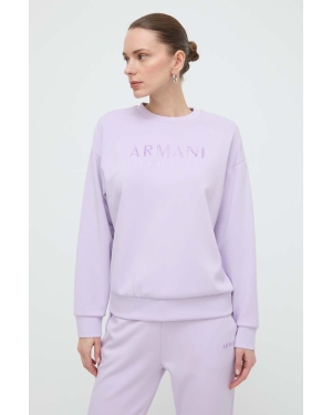 Armani Exchange bluza damska kolor fioletowy z nadrukiem