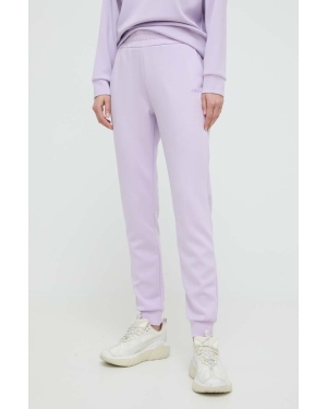 Armani Exchange spodnie dresowe kolor fioletowy gładkie