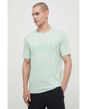 Boss Green t-shirt bawełniany męski kolor zielony z nadrukiem
