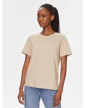 Calvin Klein T-Shirt Micro Logo K20K205454 Beżowy Regular Fit