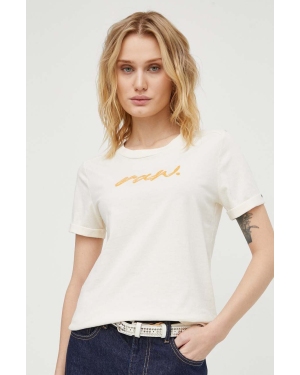 G-Star Raw t-shirt bawełniany damski kolor beżowy