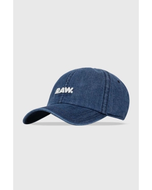 G-Star Raw czapka z daszkiem bawełniana kolor niebieski z aplikacją