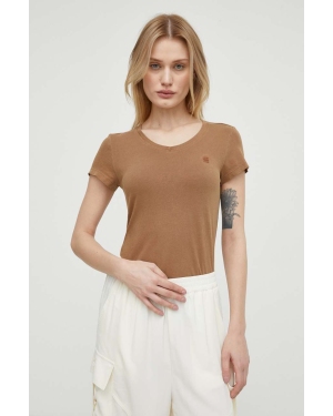 G-Star Raw t-shirt bawełniany damski kolor brązowy