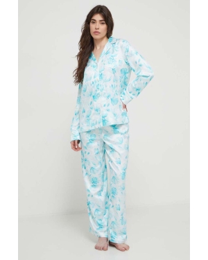 Lauren Ralph Lauren piżama damska kolor niebieski satynowa