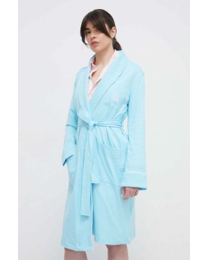 Lauren Ralph Lauren szlafrok bawełniany kolor niebieski