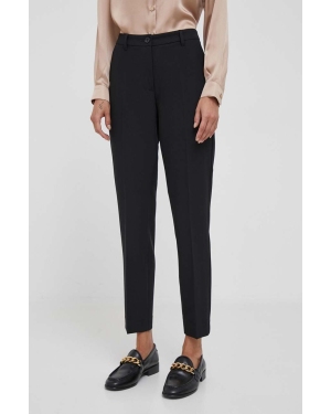Sisley spodnie damskie kolor czarny proste medium waist