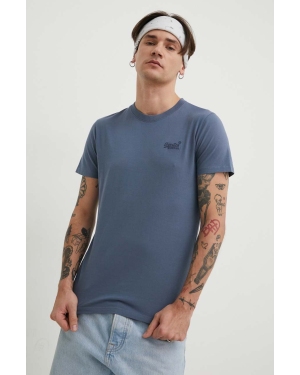 Superdry t-shirt bawełniany męski kolor niebieski gładki