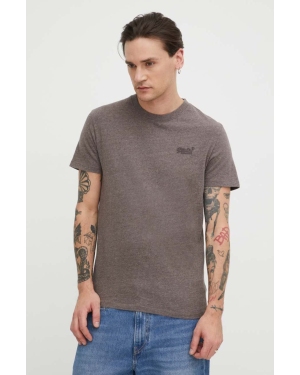 Superdry t-shirt bawełniany męski kolor brązowy melanżowy