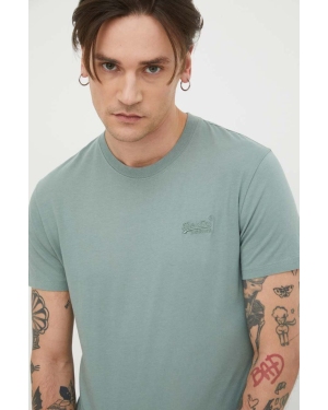 Superdry t-shirt bawełniany męski kolor zielony gładki