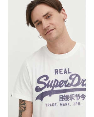 Superdry t-shirt bawełniany męski kolor biały wzorzysty
