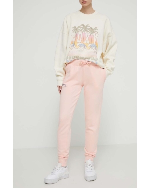 Superdry spodnie dresowe bawełniane kolor różowy z aplikacją
