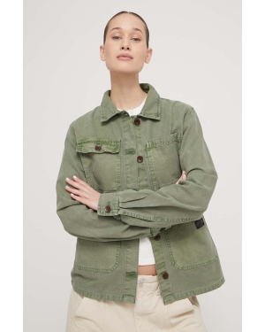 Superdry kurtka jeansowa damska kolor zielony przejściowa