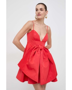 Bardot sukienka kolor czerwony mini rozkloszowana