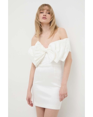 Bardot sukienka kolor biały mini dopasowana