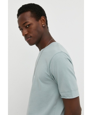 Drykorn t-shirt bawełniany męski kolor niebieski gładki