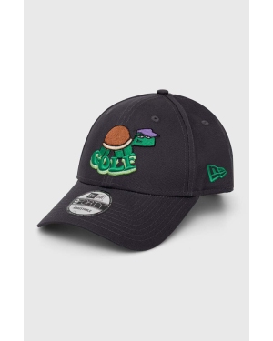 New Era czapka z daszkiem bawełniana kolor szary z aplikacją