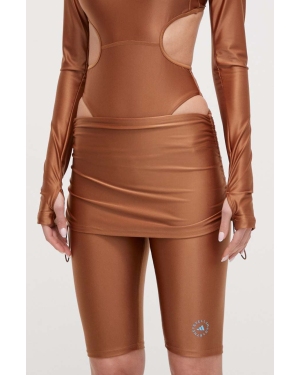 adidas by Stella McCartney szorty damskie kolor brązowy gładkie high waist IN3646