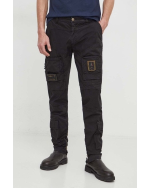 Aeronautica Militare spodnie męskie kolor czarny proste