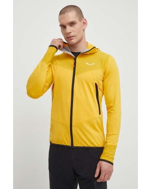 Salewa bluza sportowa Agner Hybrid męska kolor żółty z kapturem wzorzysta