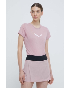 Salewa t-shirt sportowy Solidlogo kolor różowy