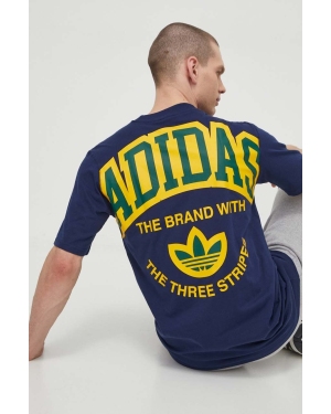 adidas Originals t-shirt bawełniany męski kolor granatowy z nadrukiem IS0184