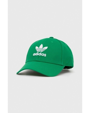 adidas Originals czapka z daszkiem bawełniana kolor zielony z aplikacją IW1785