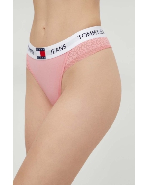 Tommy Jeans stringi kolor różowy z koronki