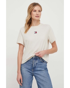 Tommy Jeans t-shirt damski kolor beżowy