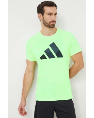 adidas Performance t-shirt do biegania Run It kolor zielony z nadrukiem IN0078